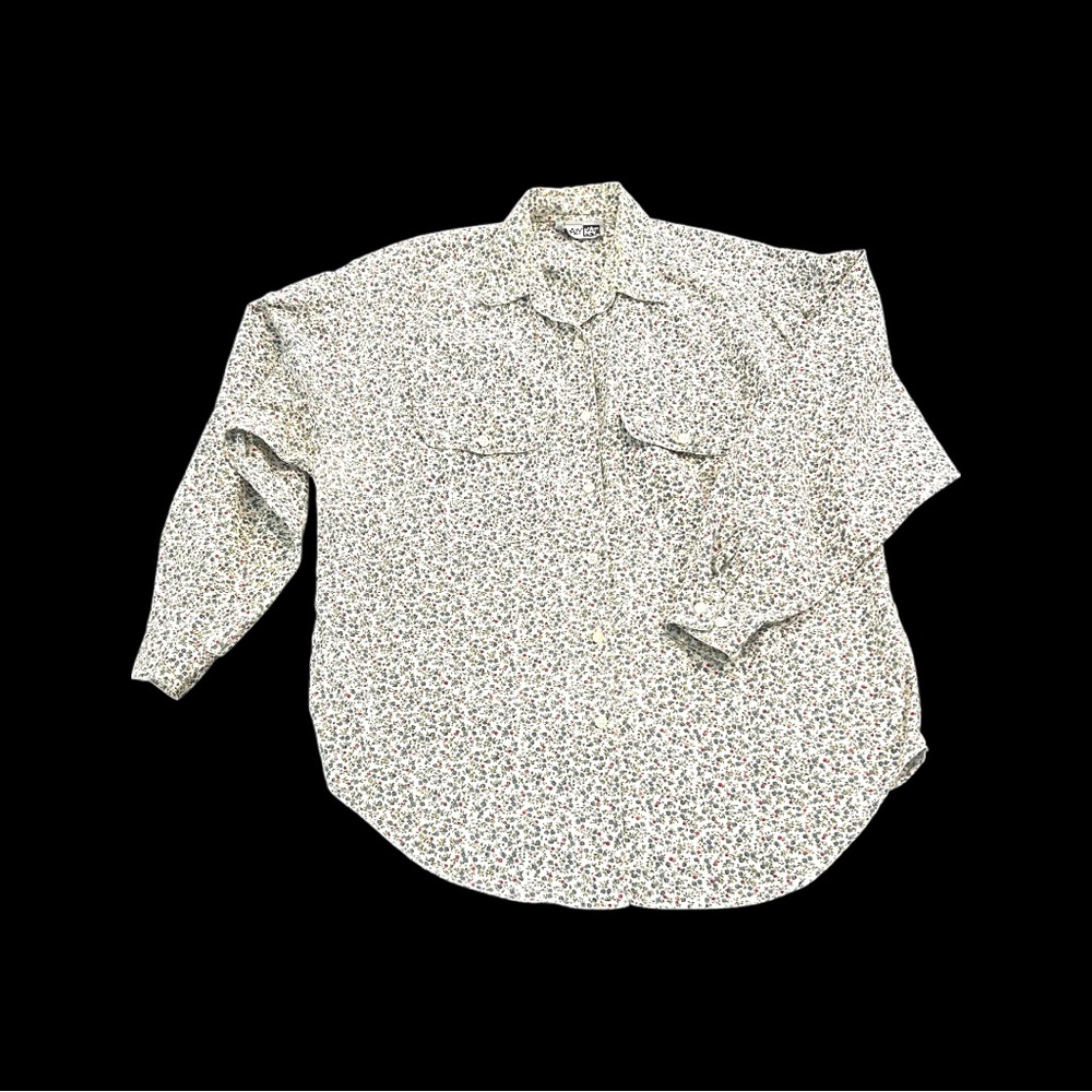 Plus Size Ditzy Western Prairie Floral Button Up Shirt Cowgirl Country Style 1X